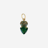 One of a Kind 18K Rose Gold Pendant Set with Sunstone and Green Tourmaline