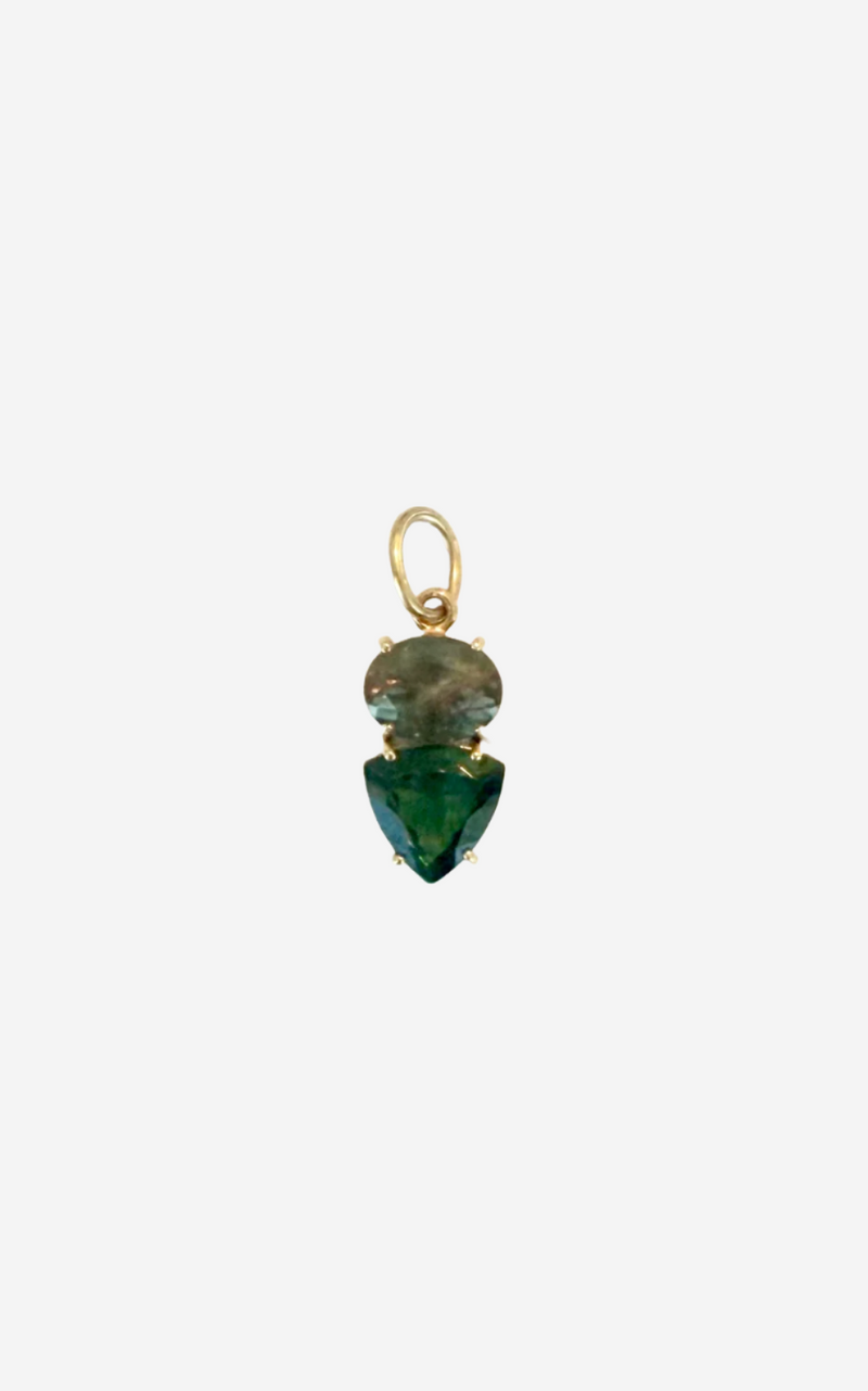 One of a Kind 18K Rose Gold Pendant Set with Sunstone and Green Tourmaline