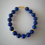16" 20mm Lapis Bead Necklace with Yellow Gold Rondels