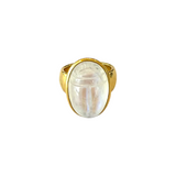 Rainbow Moonstone Scarab Ring