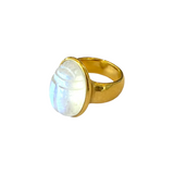 Rainbow Moonstone Scarab Ring