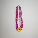 Darlene de Sedle 4 Strand Ruby Necklace with Large Gold Scarab