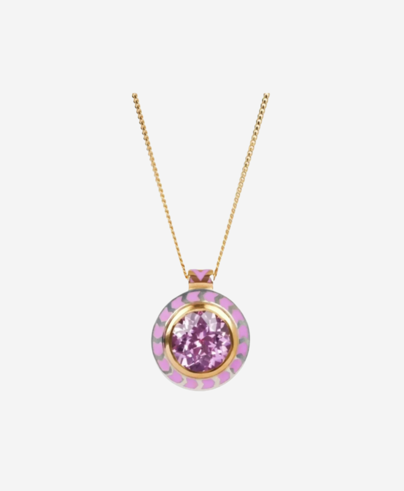Silver Tile Mini Round Rainbow Pendant
