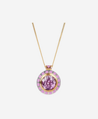 Silver Tile Mini Round Rainbow Pendant