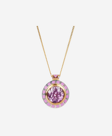 Silver Tile Mini Round Rainbow Pendant