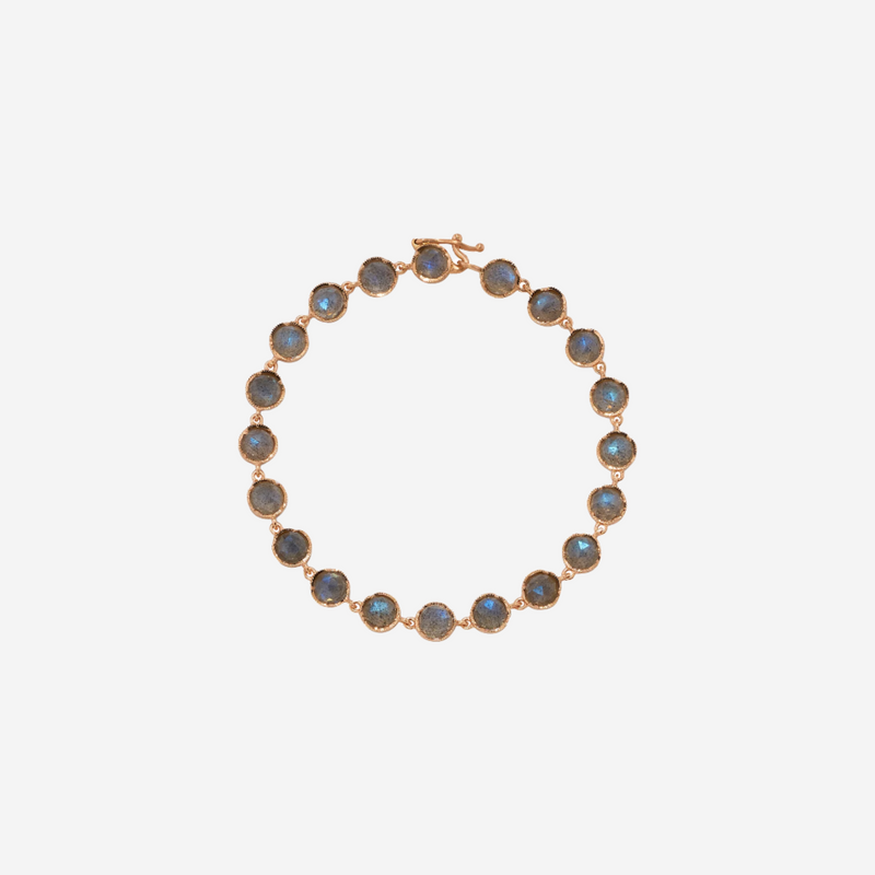 18K Rose Gold 7" 5mm Rose Cut Labradorite Bracelet