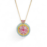 Alice Cicolini Silver Tile Mini Round Rainbow Pendant