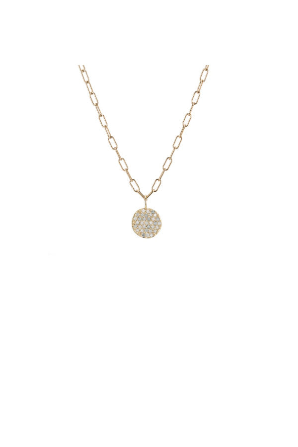 Large Round Gold & Pavé Diamond Charm