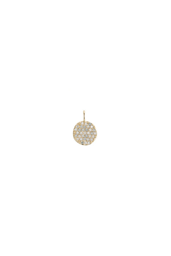 Large Round Gold & Pavé Diamond Charm