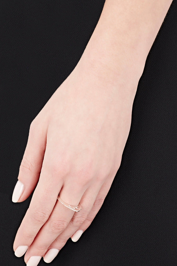 Sterling & Triple Diamond Stack Ring