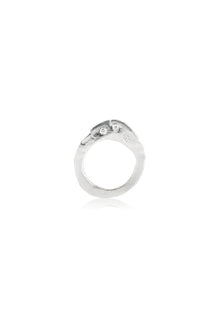 Sterling & Triple Diamond Stack Ring