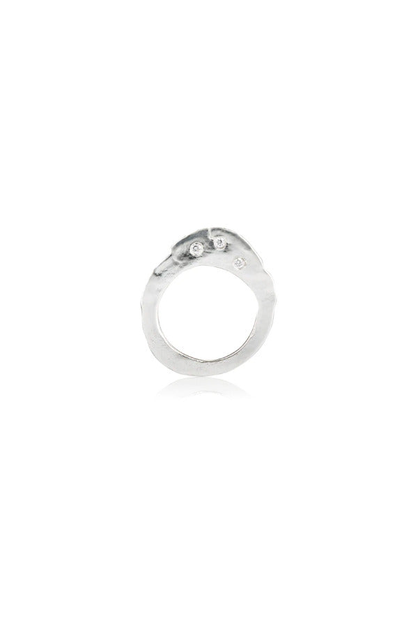 Sterling & Triple Diamond Stack Ring