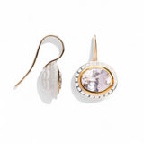 Alice Cicolini 14K YG Hook SS with Lacquer Enamel, 22K Gold Bezel with White Topaz