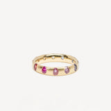 Polly Wales 18K YG Rainbow Celeste Narrow Ring w/ Rainbow Sapphires