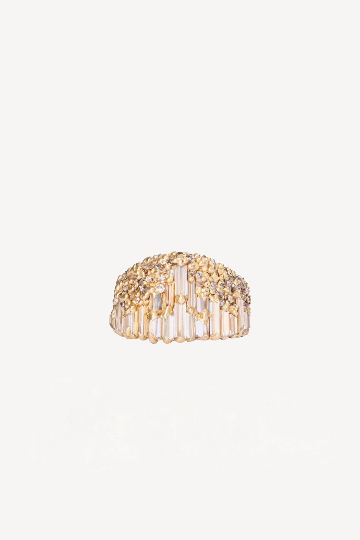 18K YG Skyline Diamond Half Shield Ring