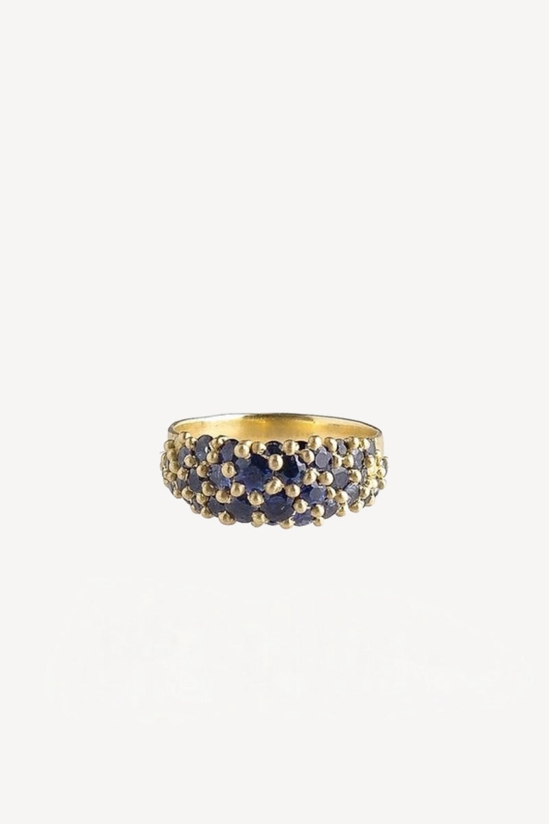 18K YG Blue River Sapphire Wide Ring