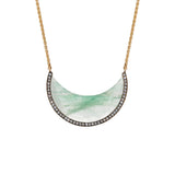 Noor Fares 18K YG Crescent Emerald Pendant with Diamond Pave