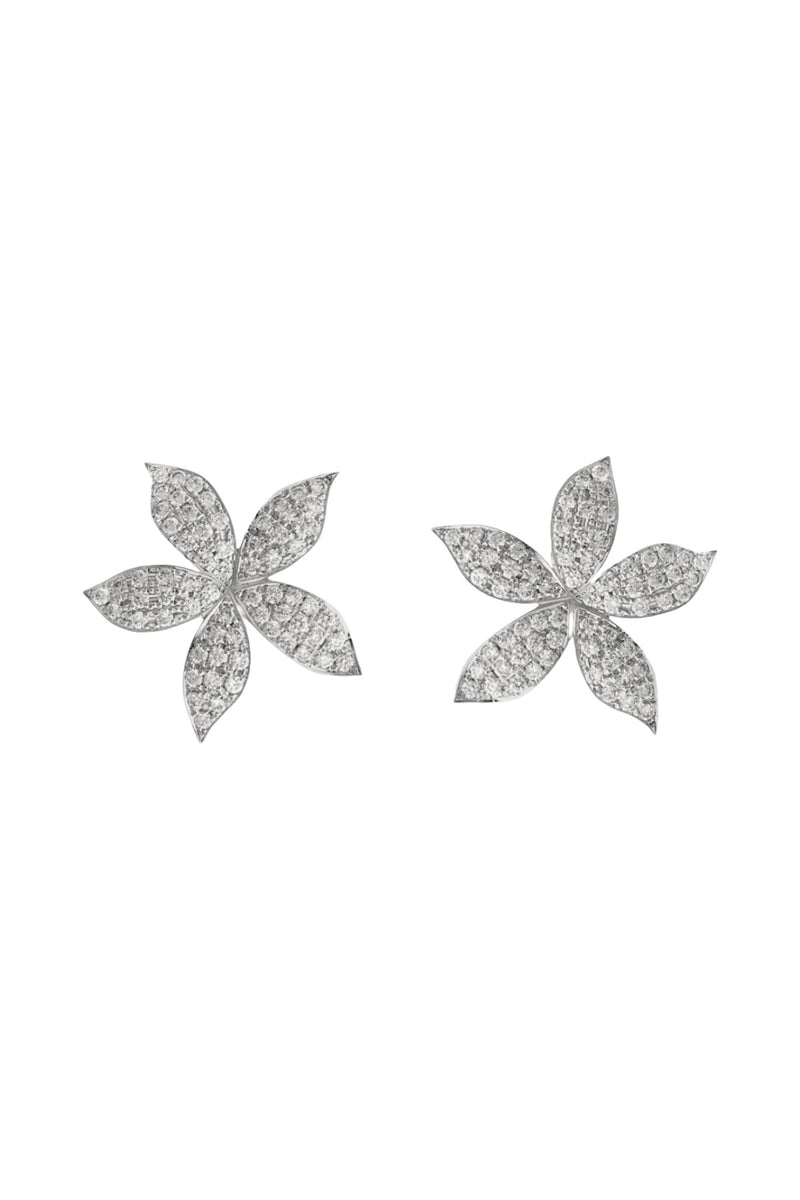 18K WG Blossom Pave Studs with White Diamonds