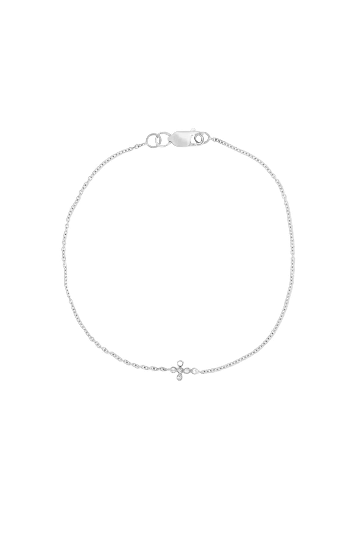 18K White Gold Mini Cross Bracelet