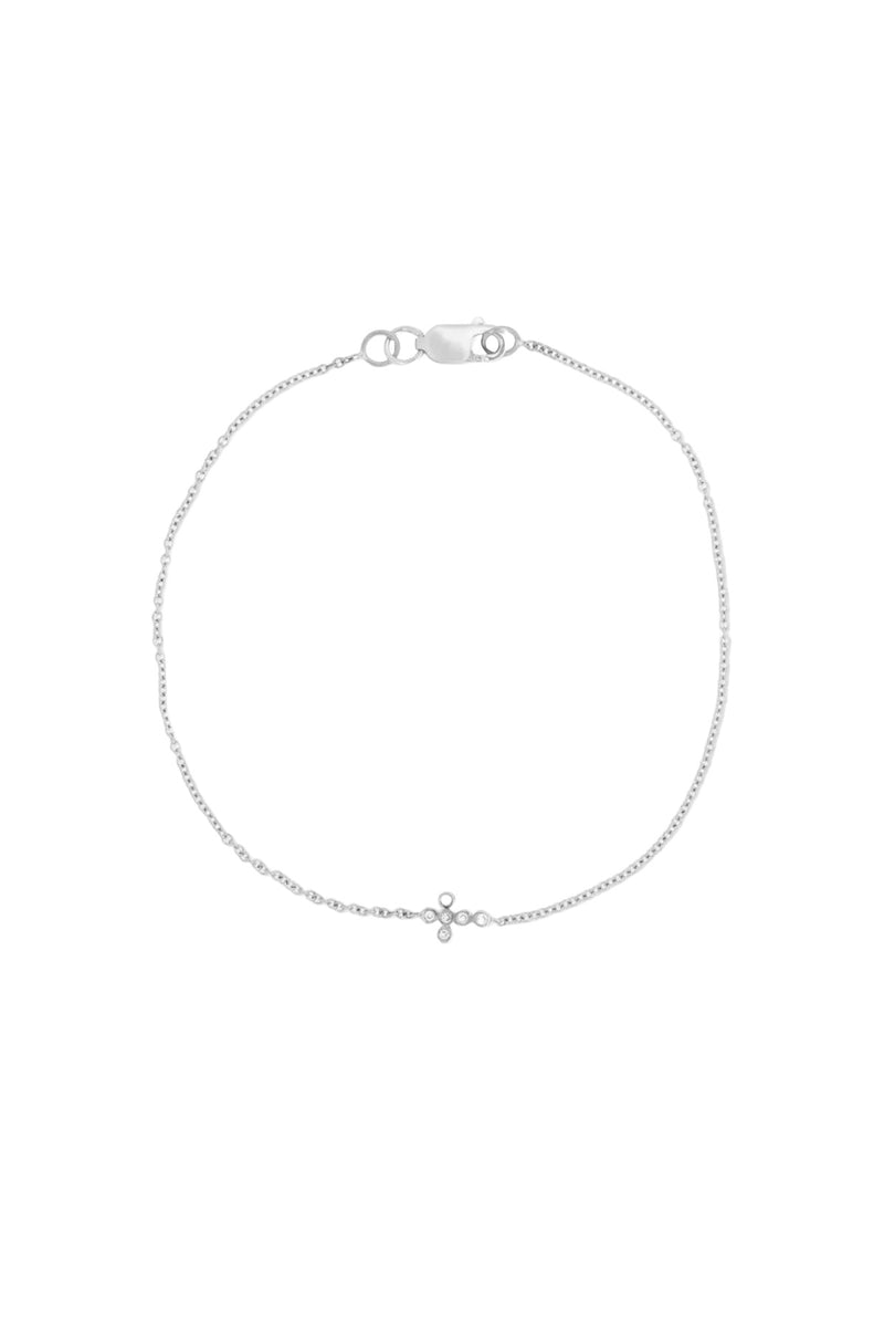 18K White Gold Mini Cross Bracelet