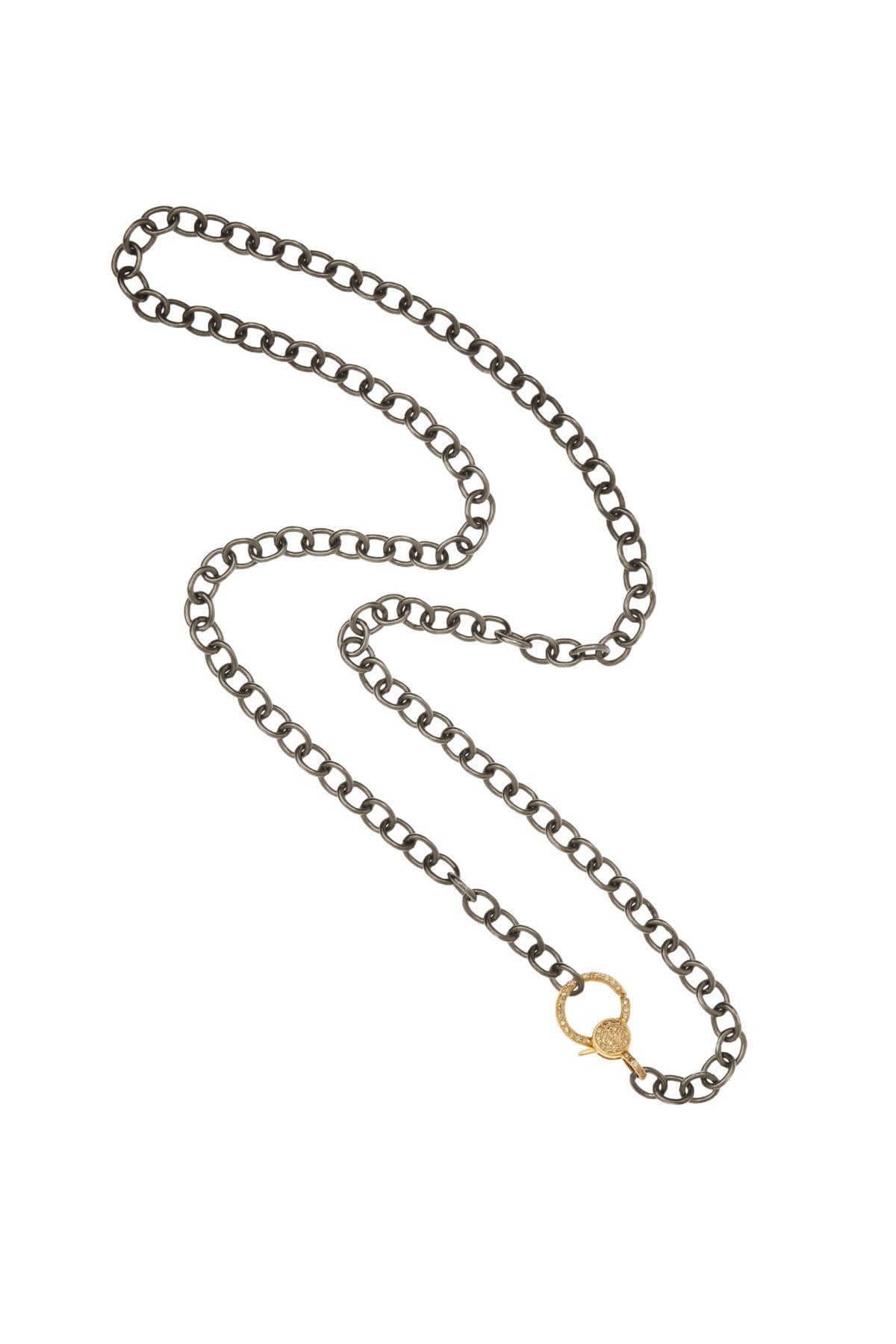 Ileana Makri Oxidized 50cm Sterling Chain with 14K Diamond Lock