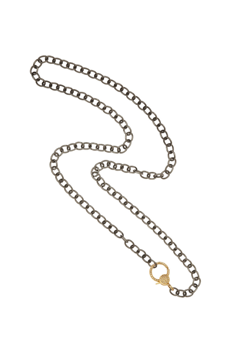 Ileana Makri Oxidized 50cm Sterling Chain with 14K Diamond Lock