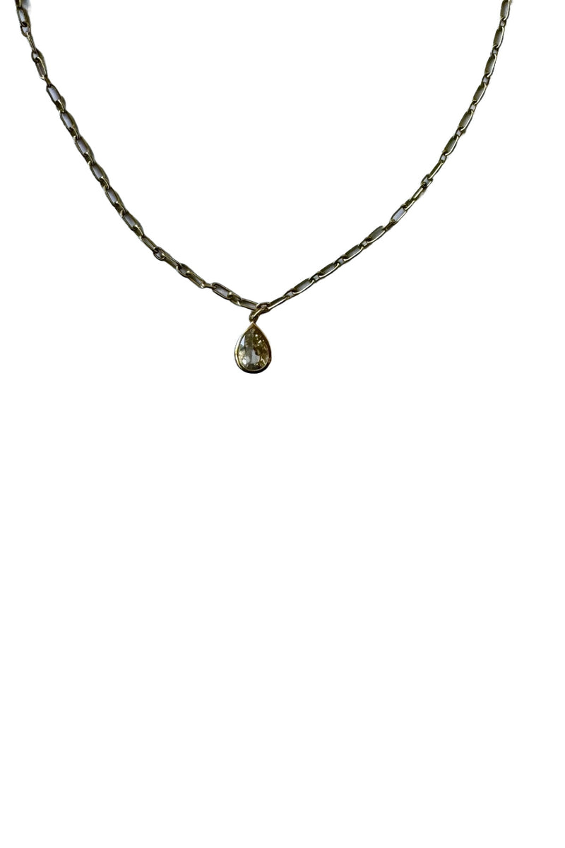 William Welstead 18K YG Chain with Pear Shaped old cut Diamond