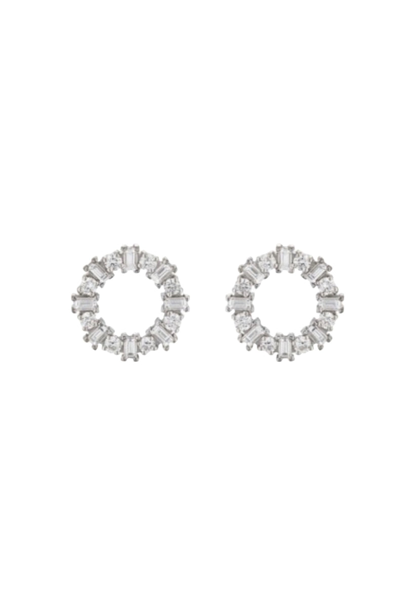 Ileana Makri 18K WG Diamond Crown Earrings