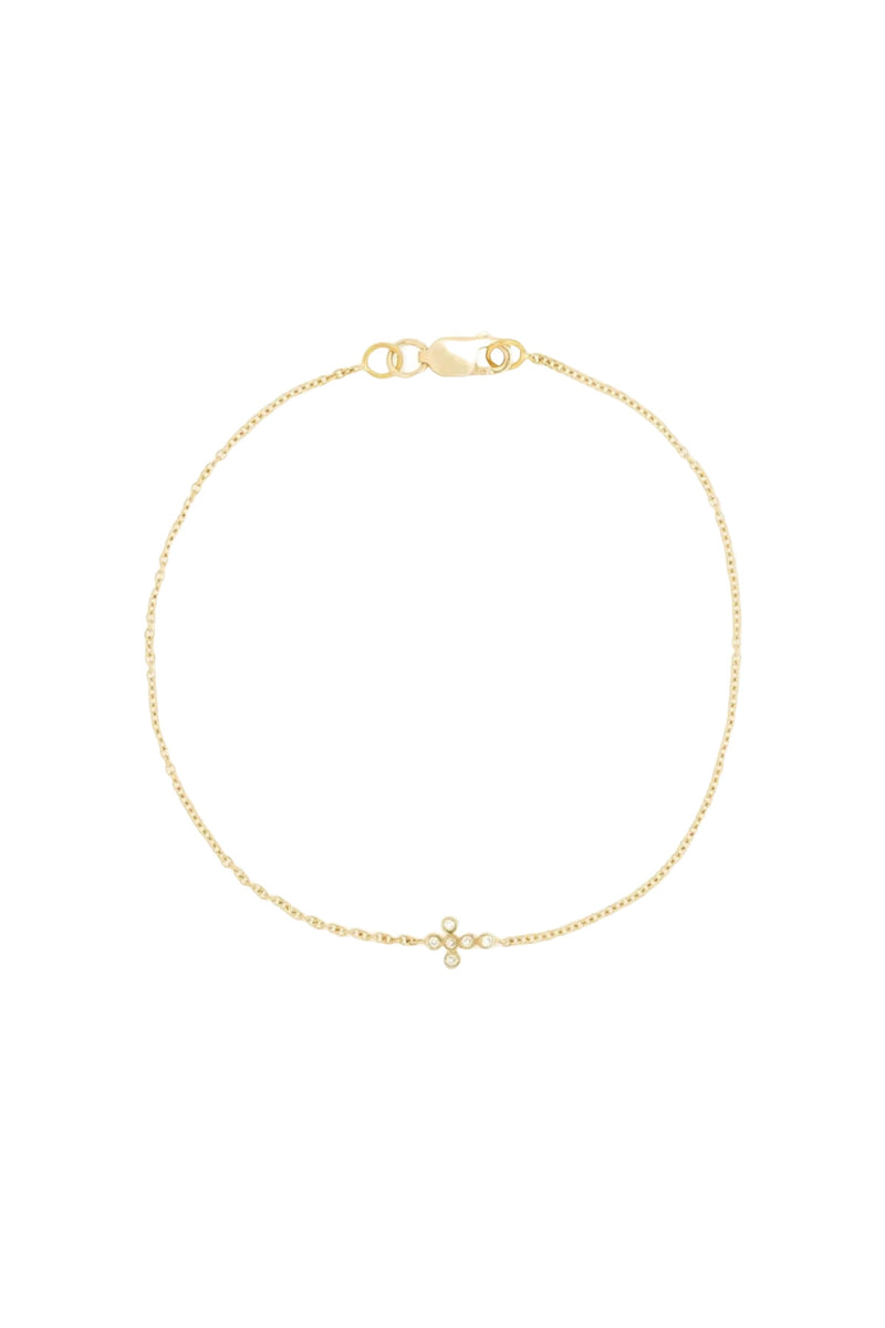 18K Yellow Gold Mini Cross Bracelet