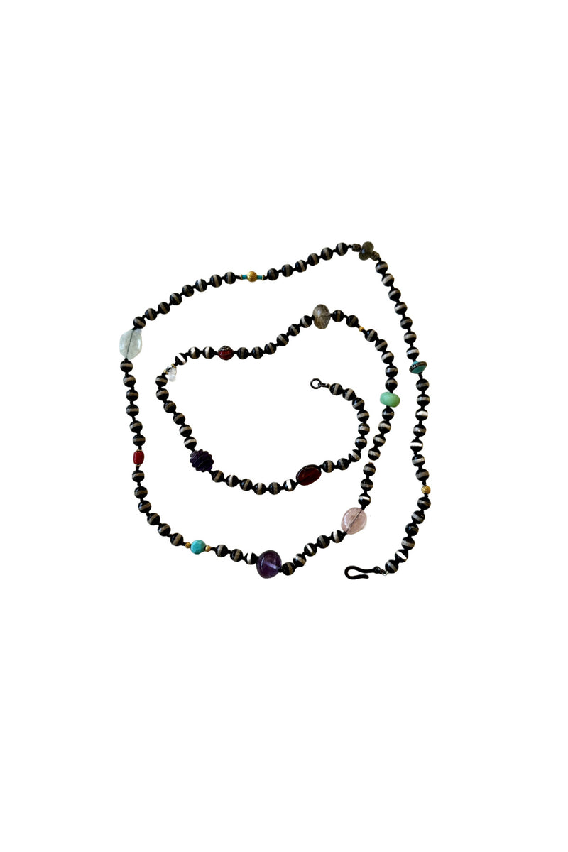 Black Striped Tibetan Agate Bead Necklace