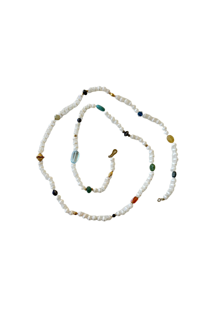 White Striped Tibetan Agate Bead Necklace