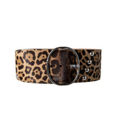Alaia Brun Sepia Leopard Oval Buckle Belt