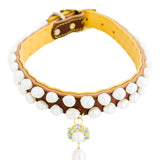 Pearl and Blue and White Topaz Dog Collar