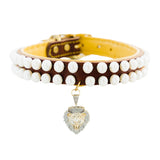 Pearl, Sterling Silver and Diamond Lion Pendant Diamond Dog Collar