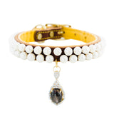 Pearl and Sterling Silver, White Sapphire, and Corundum Dog Collar