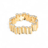 Viltier 18K Yellow Gold Medium Edge Ring with Diamonds