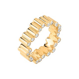 Viltier 18K Yellow Gold Medium Edge Ring with Diamonds