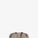 Back view of nude valextra glasses case with lanyard on white background, with no model shown.