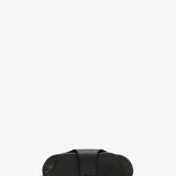 Back view of black valextra glasses case with lanyard on white background, with no model shown.