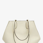 Front view of white valextra's small vivi shopping bag on white background, with no model shwon.