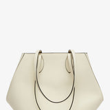 Front view of white valextra's small vivi shopping bag on white background, with no model shwon.