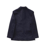 Back view of black sabrina db jacket on whits background, with no model shown.