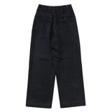 Back view of black wide silk pants on white background, with no model shown.