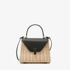 Iside Wicker Top Handle Mini Bag - Beige / Black