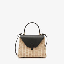 Iside Wicker Top Handle Mini Bag - Beige / Black