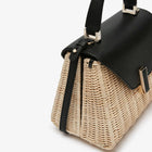 Iside Wicker Top Handle Mini Bag - Beige / Black