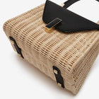 Iside Wicker Top Handle Mini Bag - Beige / Black