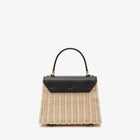 Iside Wicker Top Handle Mini Bag - Beige / Black