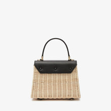 Iside Wicker Top Handle Mini Bag - Beige / Black