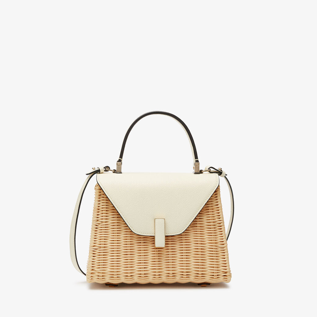 Iside Wicker Top Handle Mini Bag - Beige / Pergamena White